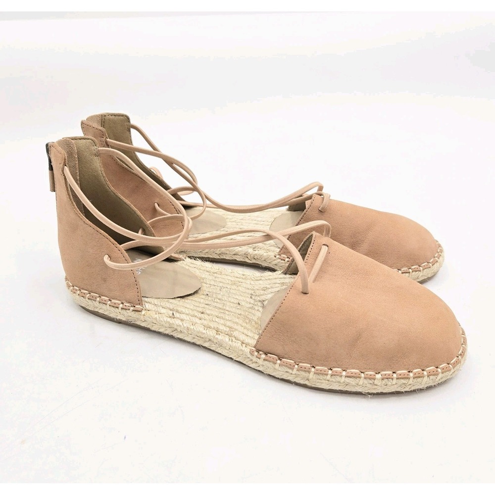 Eileen Fisher Espadrille Flat Shoes Women's 9.5 Toffee Cream Tan New Buck Suede